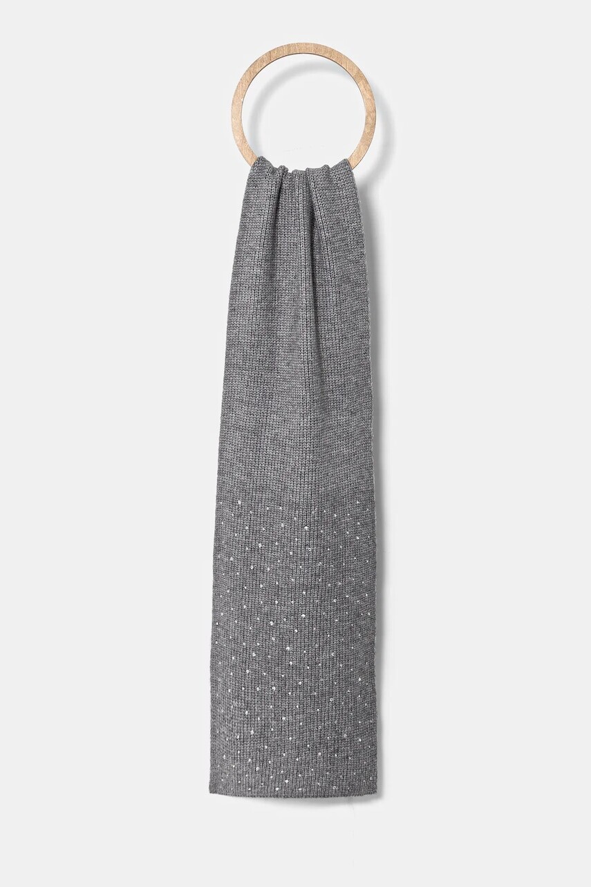 Šál Guess dámsky, šedá farba, s nášivkou, AW5214 POL03