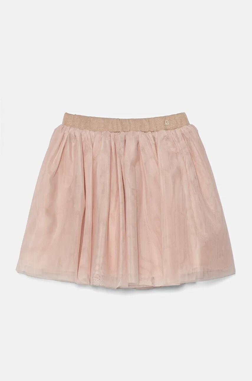 Dievčenská sukňa United Colors of Benetton ružová farba, mini, áčkový strih, 4EDRC001X