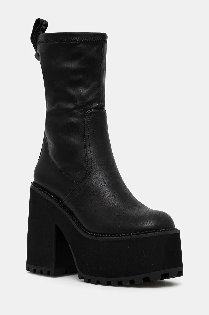 Členkové topánky Buffalo Killah Sock Boot dámske, čierna farba, na podpätku, 1622376-BLK