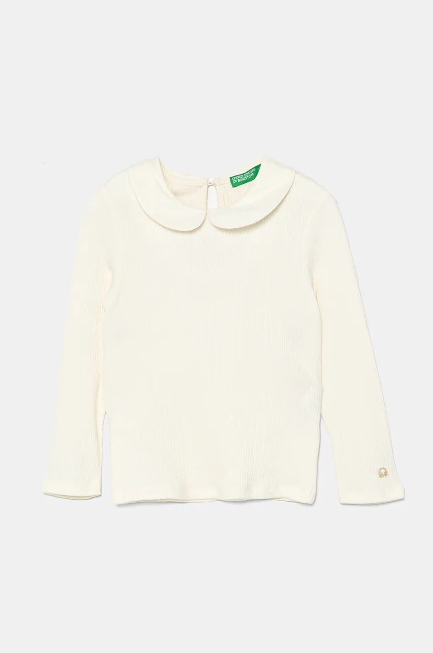 Detské tričko s dlhým rukávom United Colors of Benetton béžová farba, 3IVLG10GV