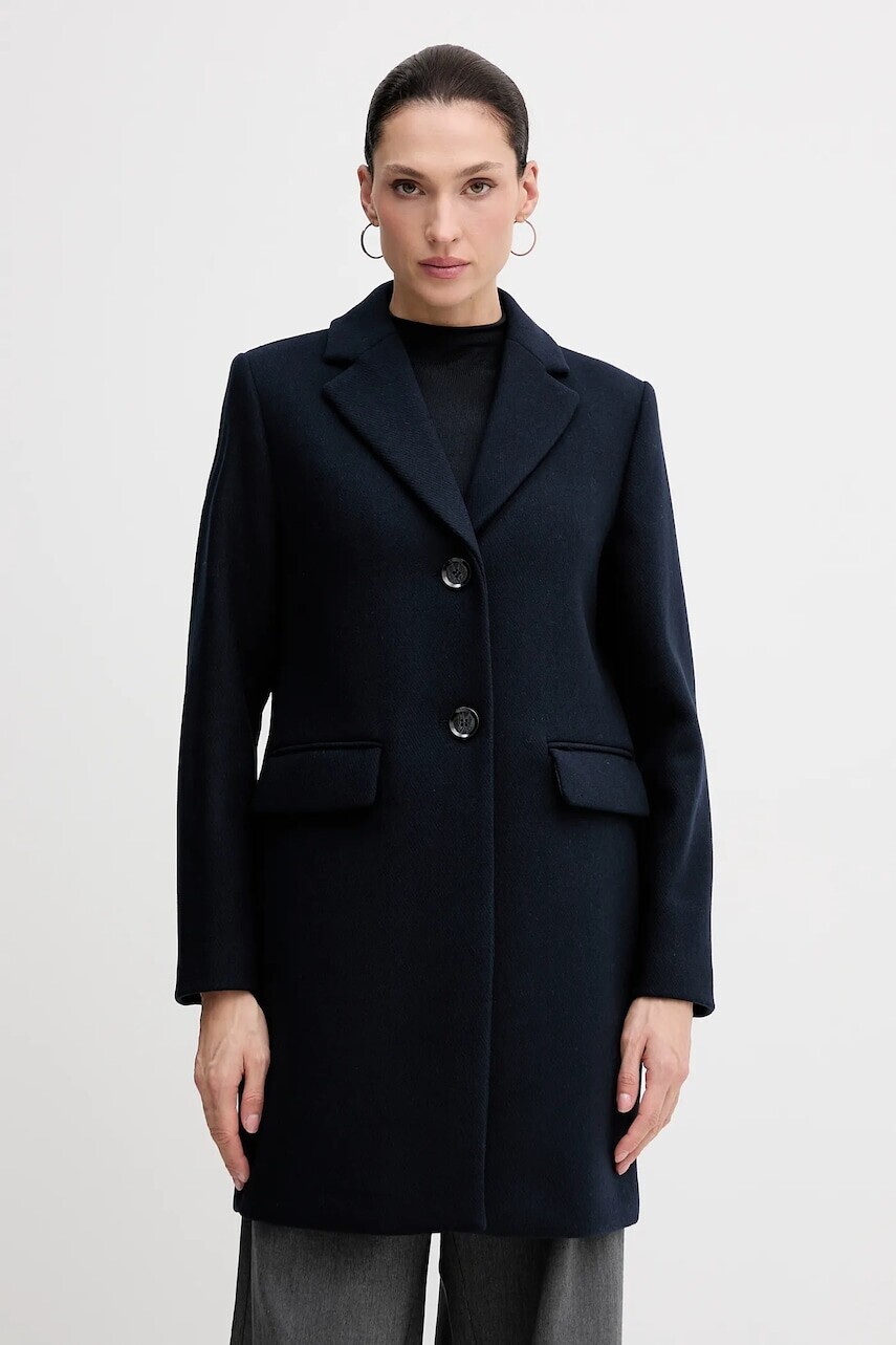 Vlnený kabát Sisley hnedá farba, prechodný, 2JJYLN04N