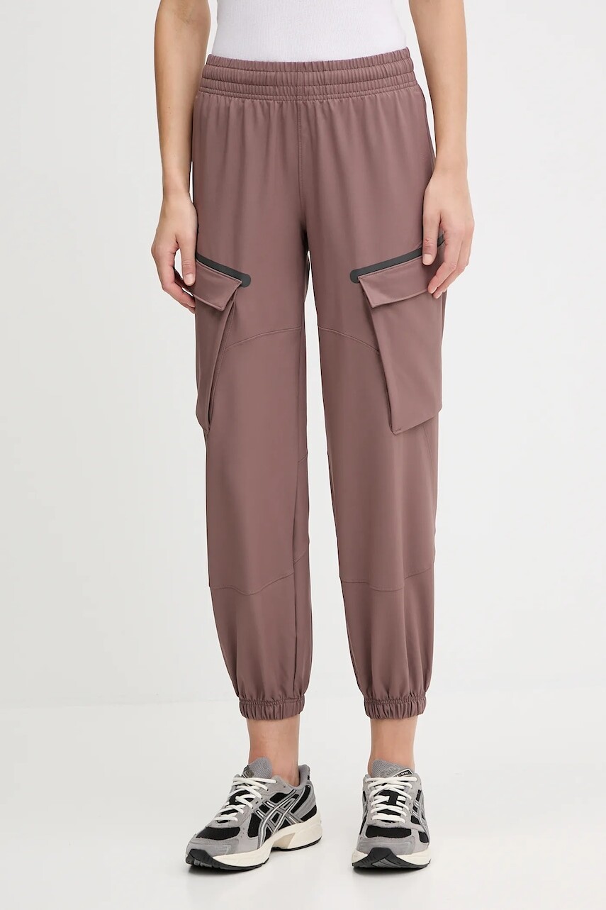 Nohavice Under Armour Unstoppable fialová farba, strih cargo, vysoký pás, 1386481