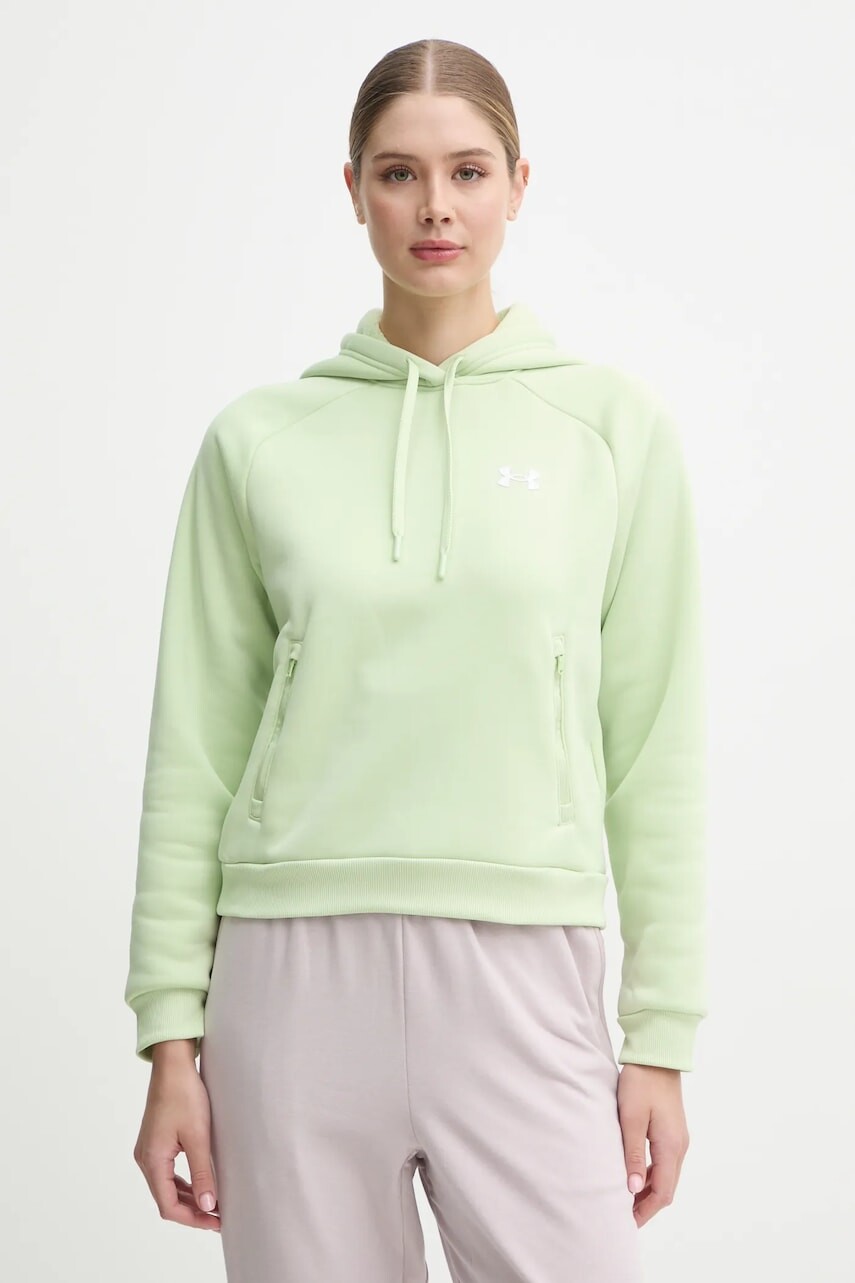 Mikina Under Armour Armour Fleece Pro dámska, zelená farba, s kapucňou, jednofarebná, 1386504