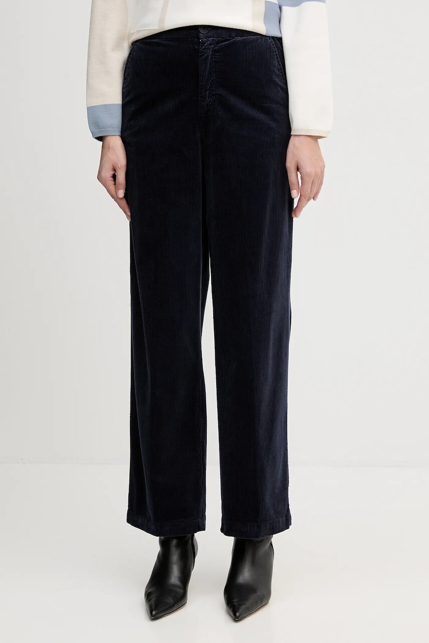 Menčestrové nohavice United Colors of Benetton čierna farba, rovný strih, vysoký pás, 4HA2DF07I