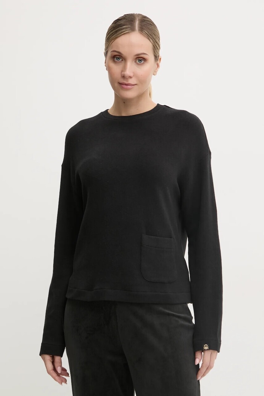 Pyžamové tričko s dlhým rukávom United Colors of Benetton čierna farba, 3Q413M06F