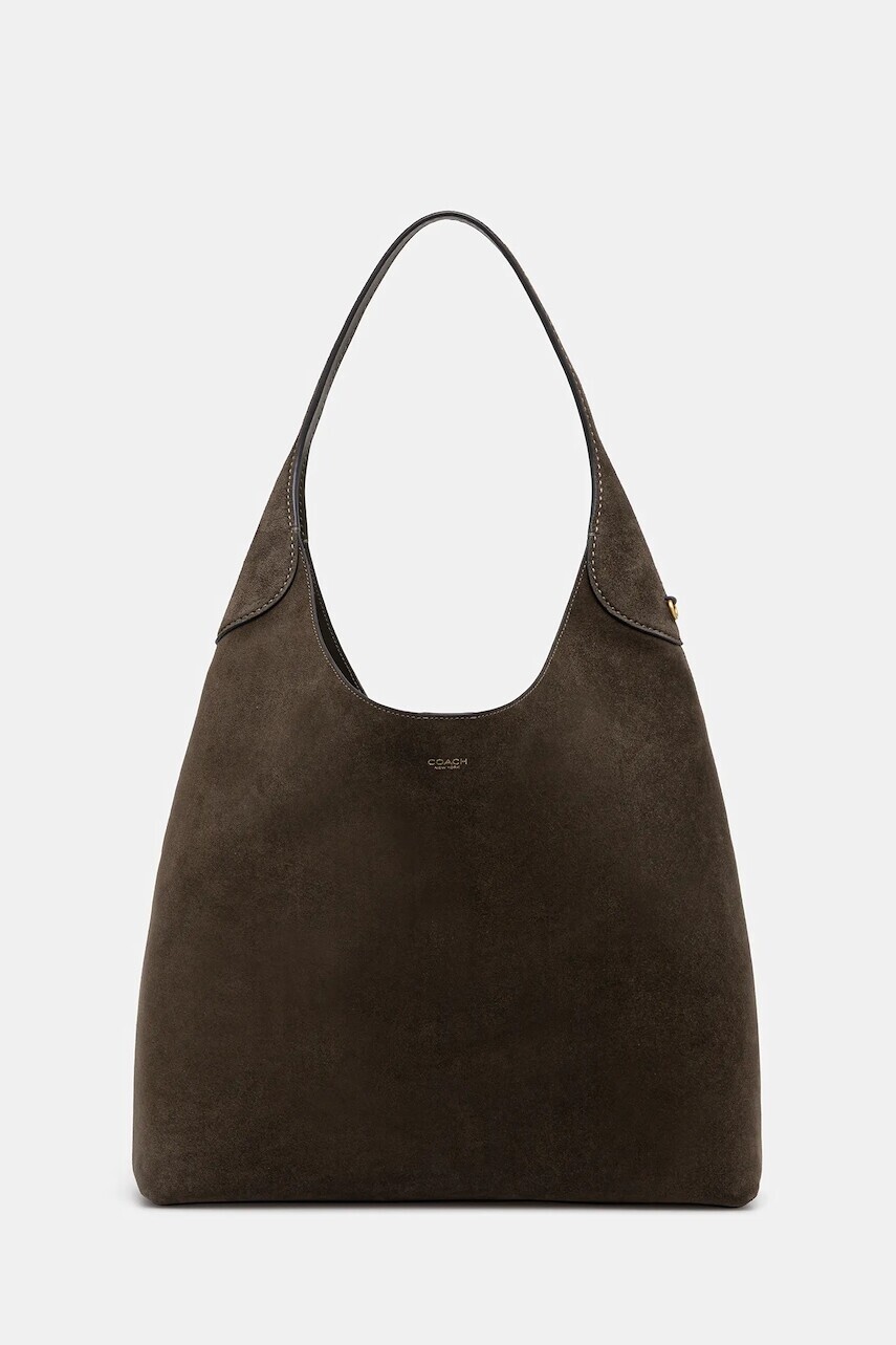 Semišová kabelka Coach Brooklyn zelená farba, CW636