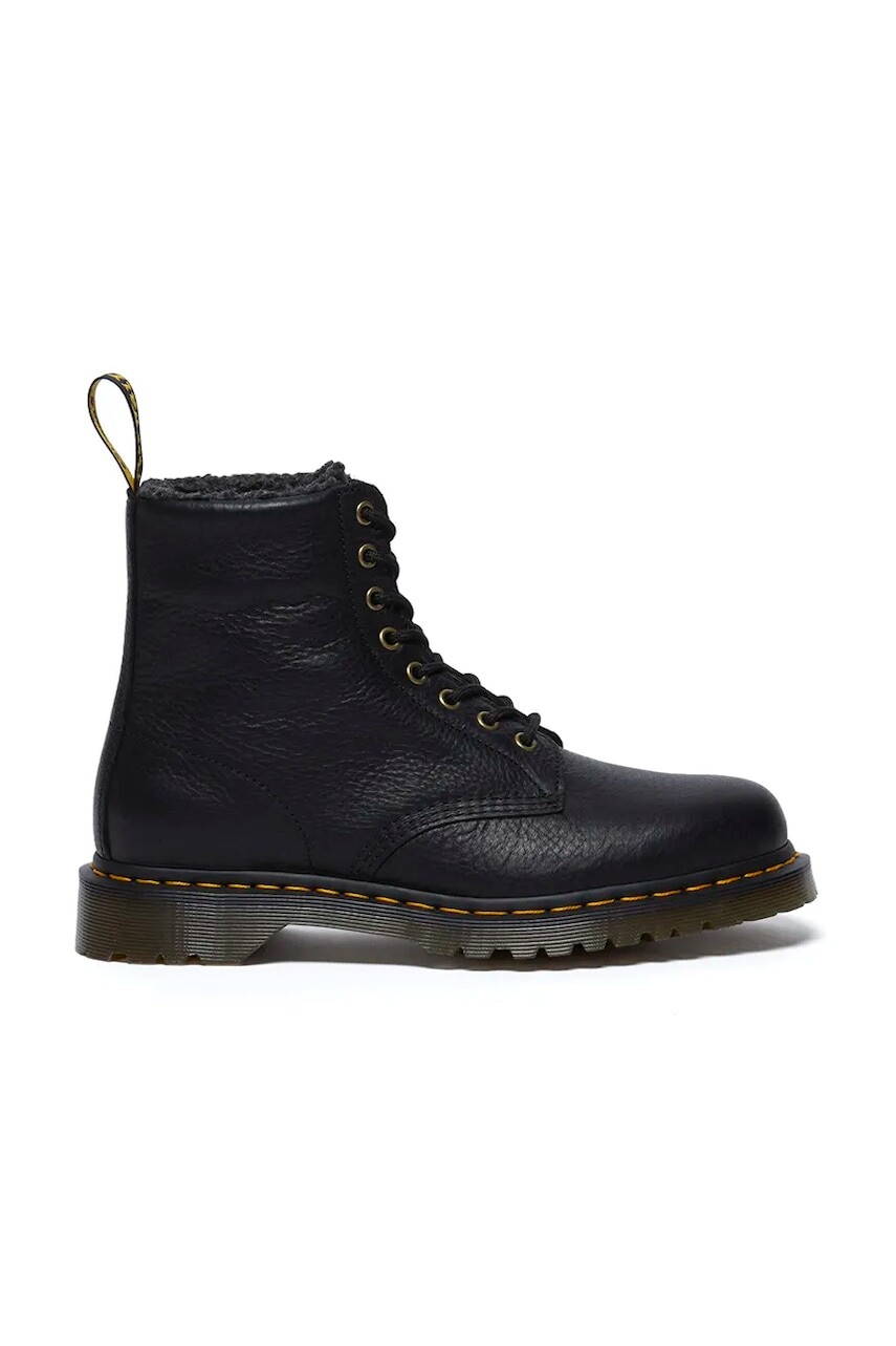 Kožené workery Dr. Martens 1460 WL dámske, čierna farba, na plochom podpätku, zateplené, DM31873001
