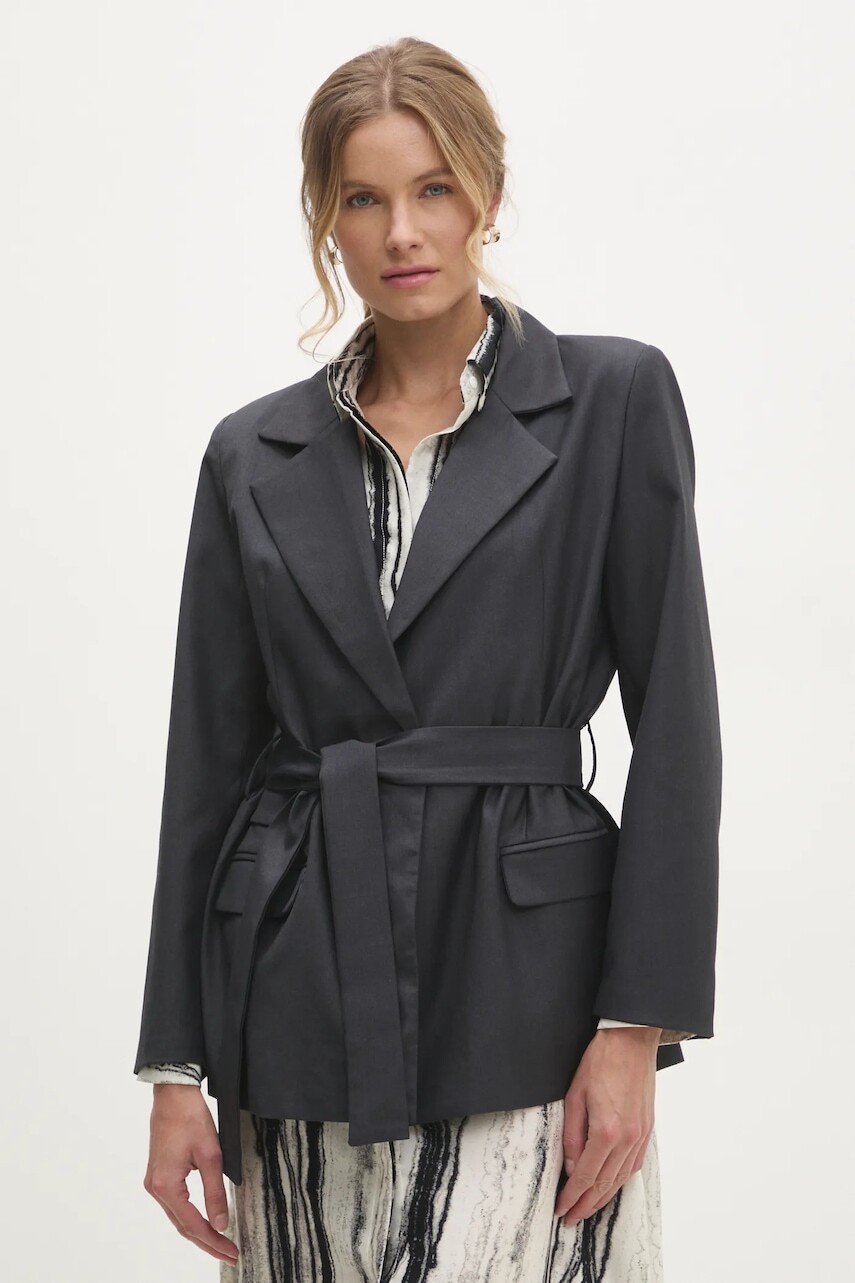 Sako Answear.LAB šedá farba, jednoradové, jednofarebné