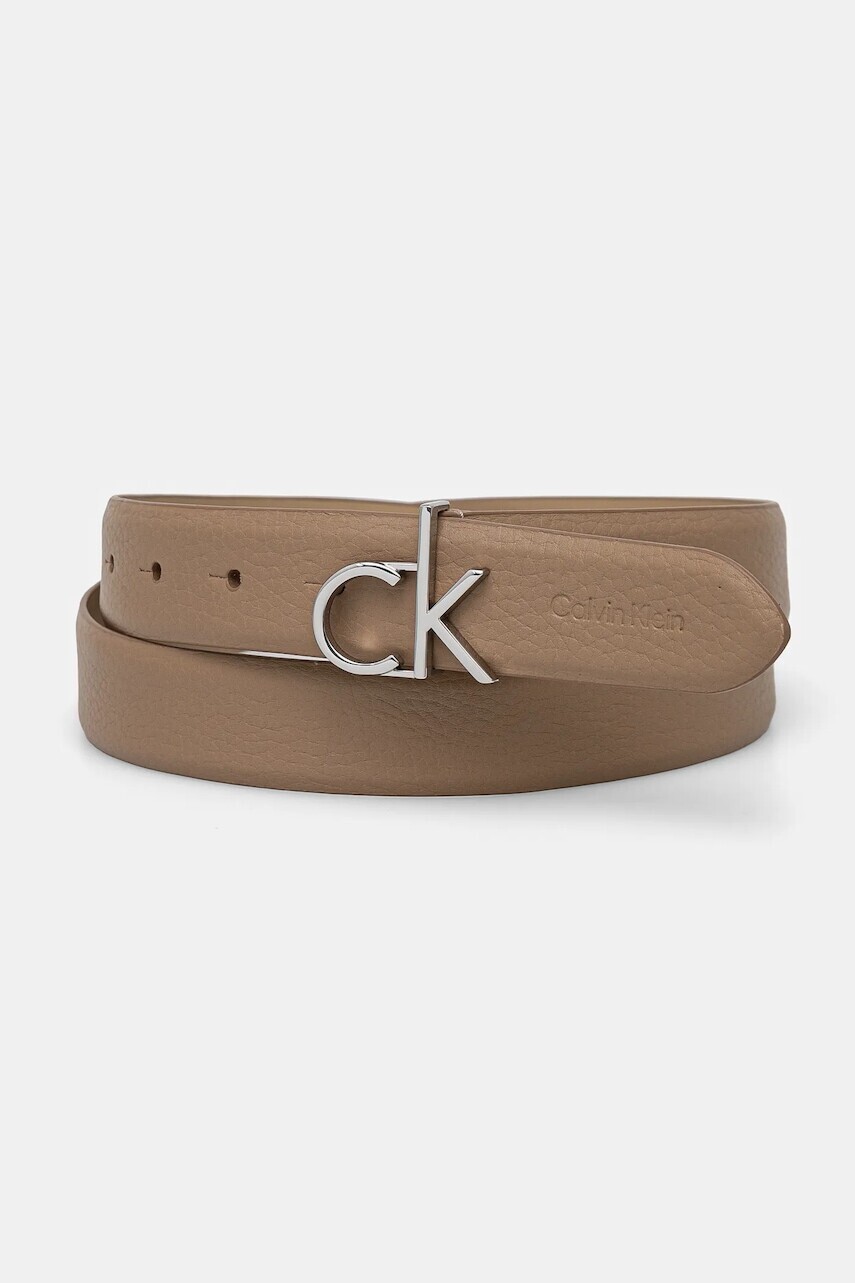 Kožený opasok Calvin Klein dámsky, béžová farba, K60K613073