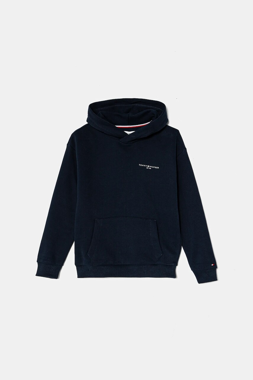 Detská mikina Tommy Hilfiger tmavomodrá farba, s kapucňou, jednofarebná, KS0KS00595