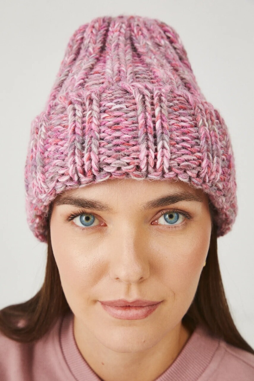 Čiapka s prímesou vlny Medicine ružová farba, z hrubej pleteniny
