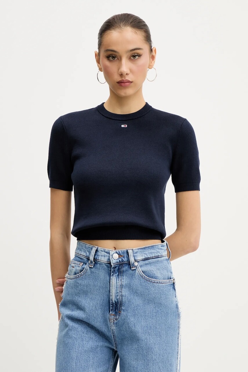 Bavlnený sveter Tommy Jeans žltá farba, tenký, DW0DW19336