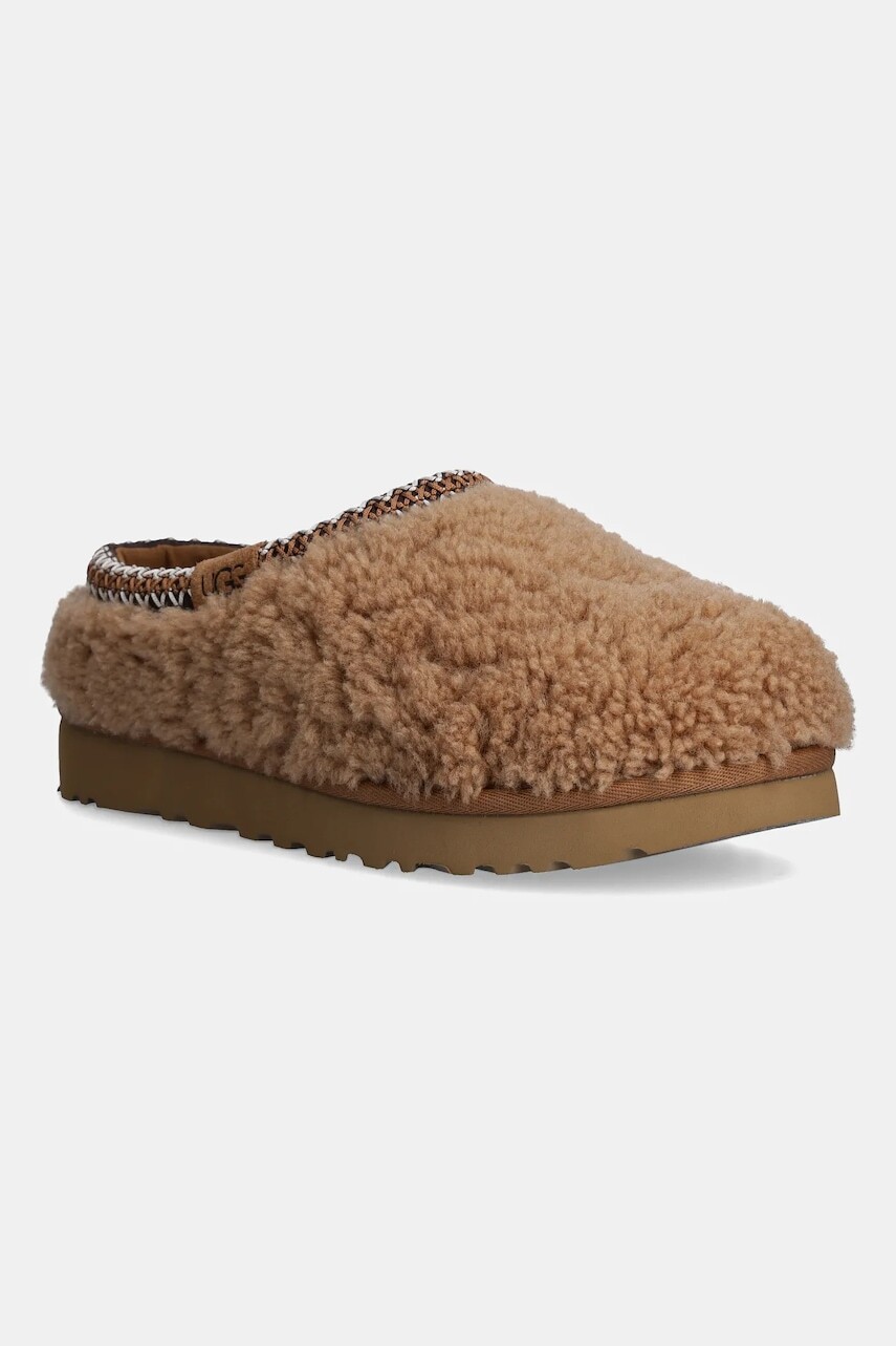 Papuče UGG Tasman Maxi Curly hnedá farba, 1158356-CHE