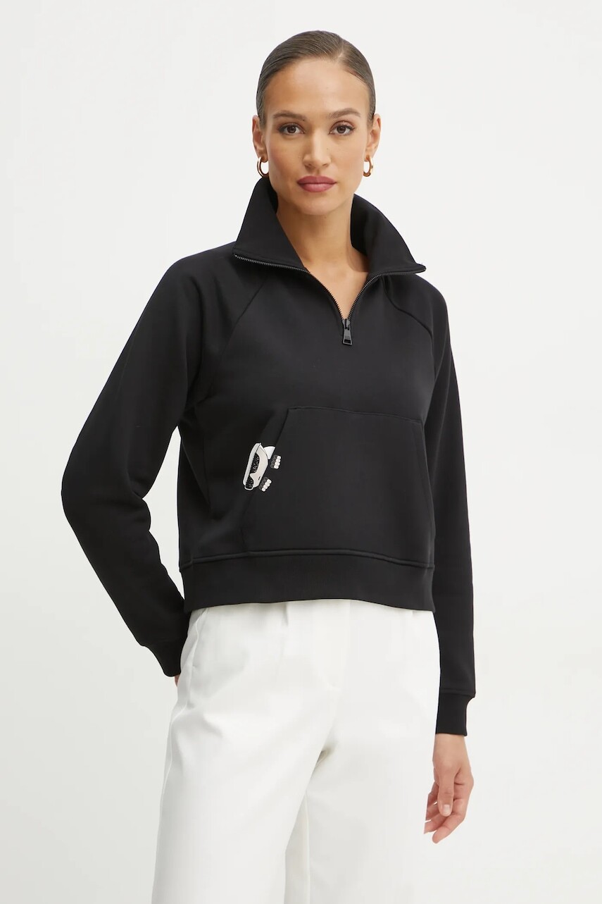 Mikina Karl Lagerfeld IKON dámska, čierna farba, s potlačou, A1W20058