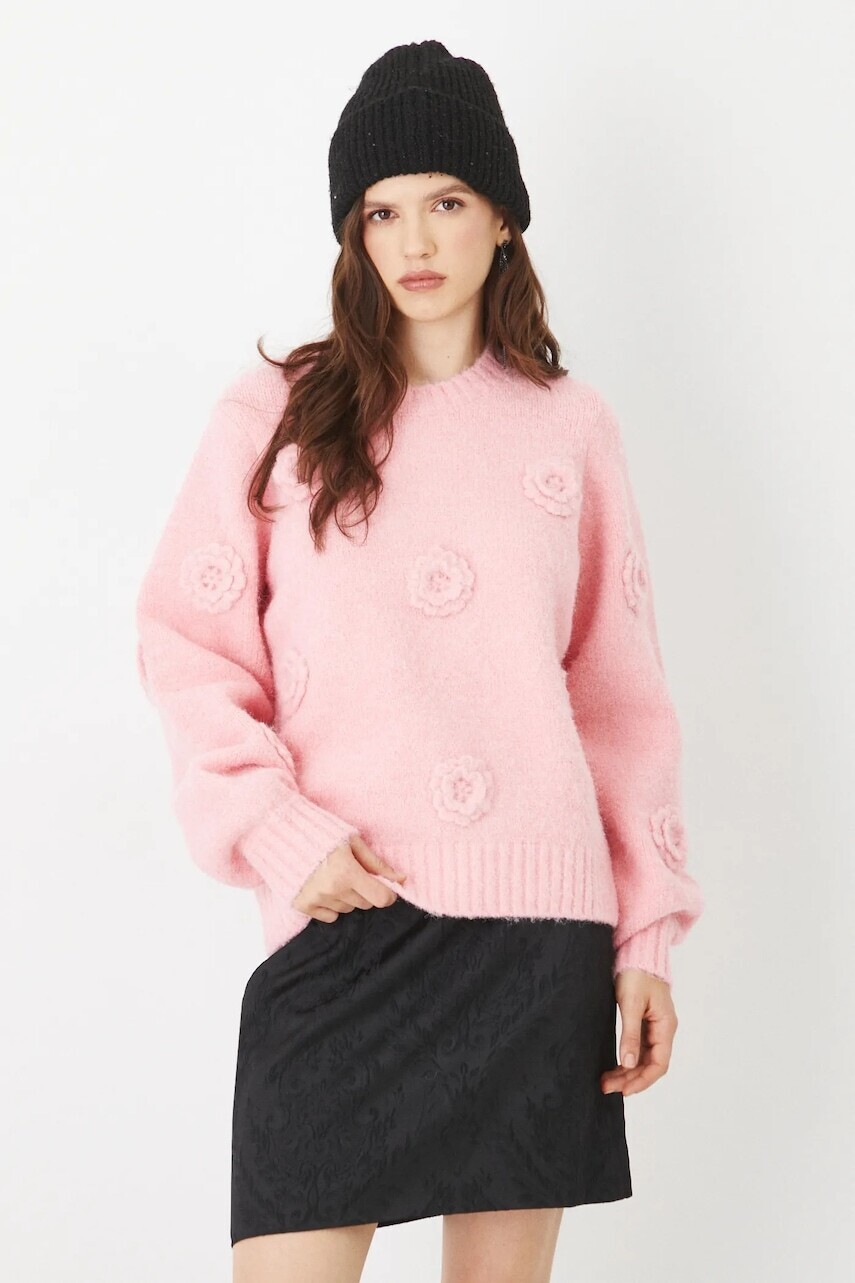 Sveter s prímesou vlny Medicine ružová farba, teplé