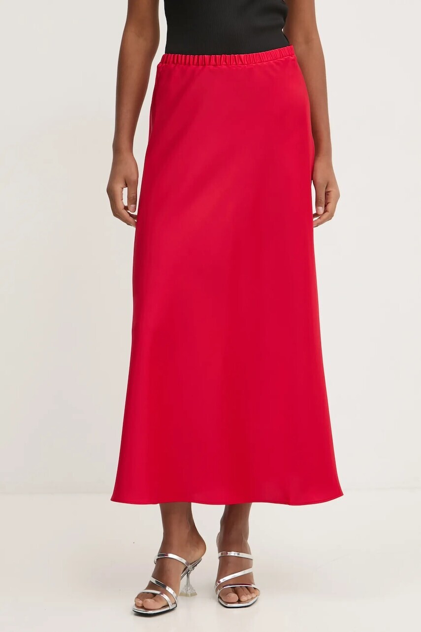 Sukňa HUGO červená farba, maxi, áčkový strih, 50534585