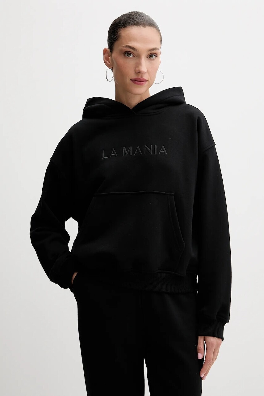 Mikina La Mania BROOK šedá farba, s kapucňou, s nášivkou, BROOK