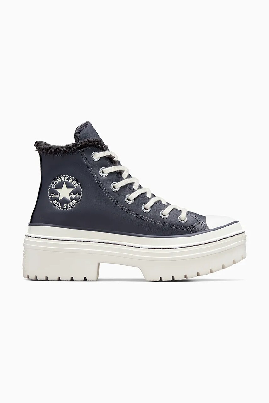 Kožené tenisky Converse Chuck Taylor All Star Lugged Heel dámske, šedá farba, A10152C