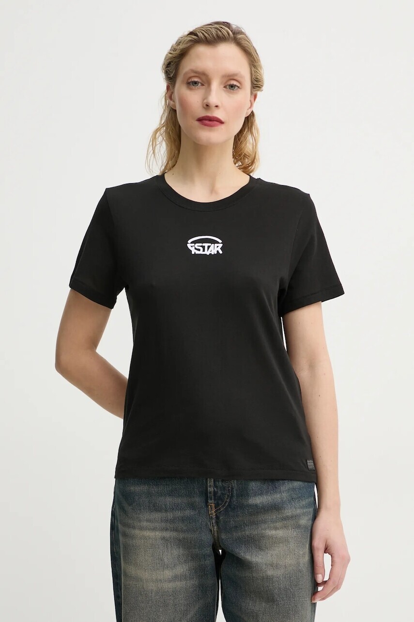 Bavlnené tričko G-Star dámske, čierna farba, D26417-C954