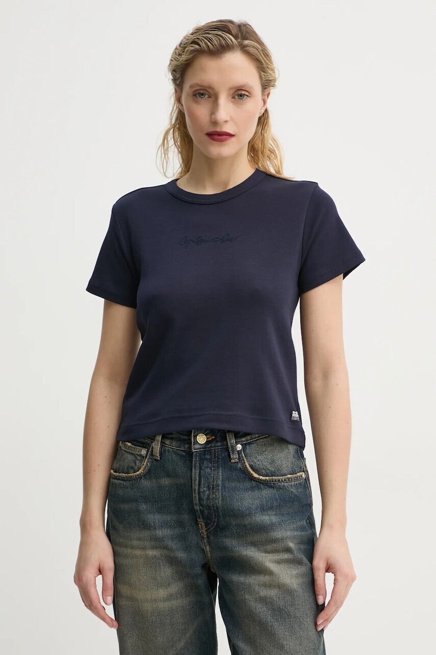 Bavlnené tričko G-Star dámske, tmavomodrá farba, D26423-C812
