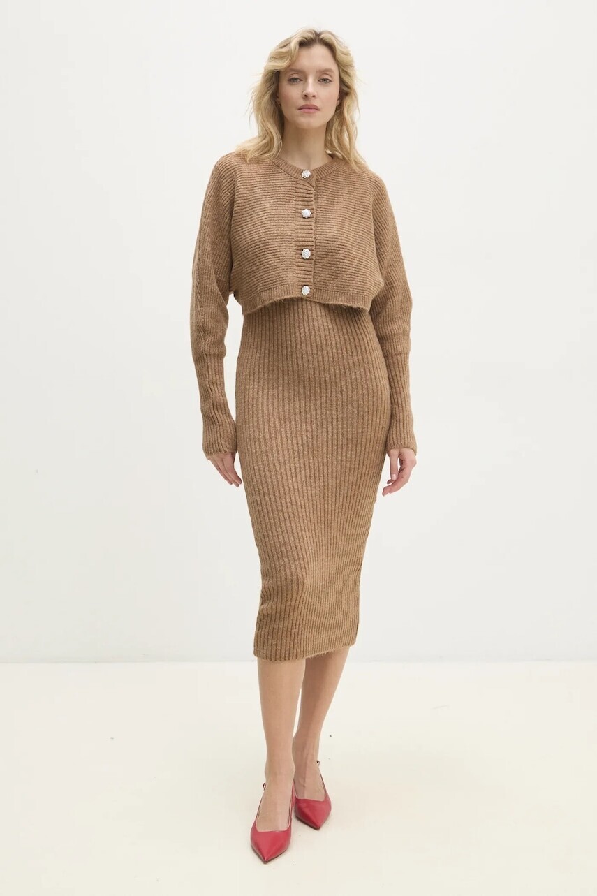 Vlnená sada Answear.LAB hnedá farba