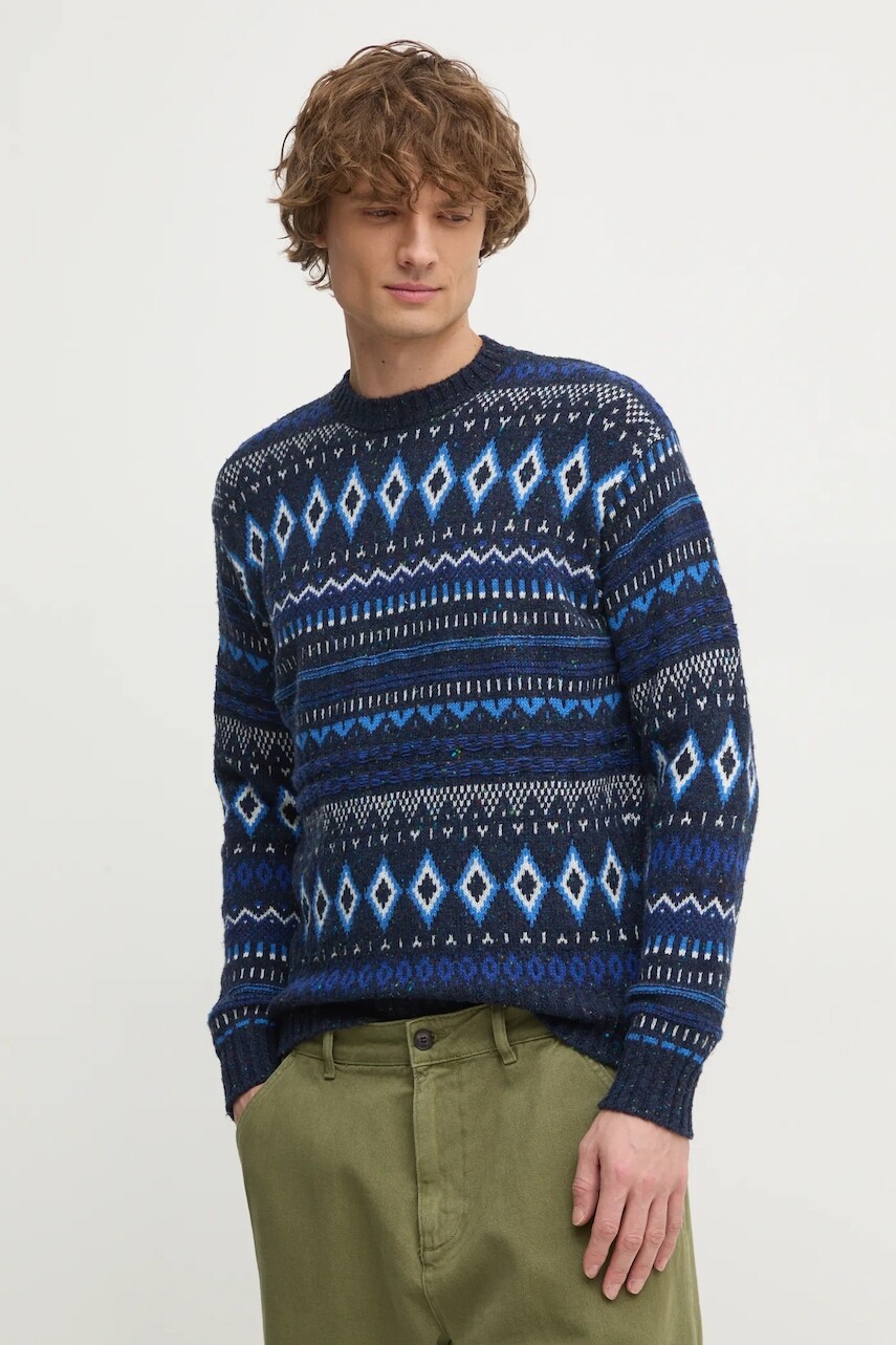 Sveter United Colors of Benetton pánsky, tmavomodrá farba, 1137K107V