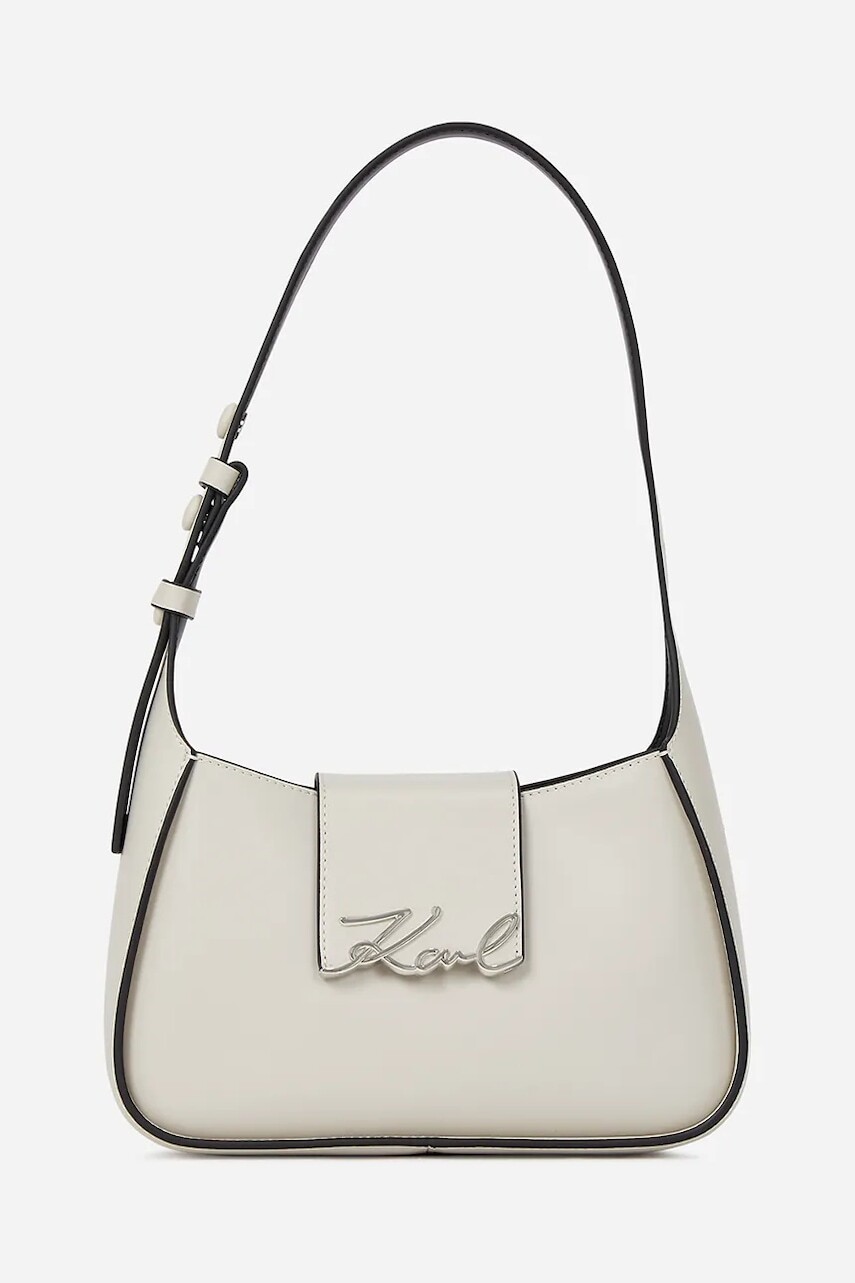 Kožená kabelka Karl Lagerfeld biela farba, A1W30149