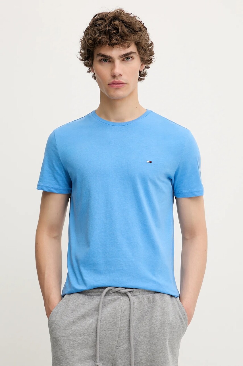 Tričko Tommy Jeans pánske, béžová farba, jednofarebné, DM0DM20363