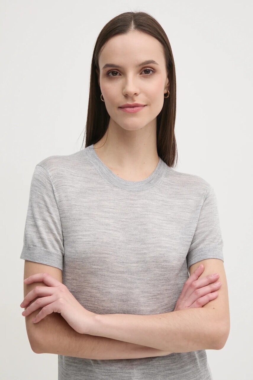 Sveter s prímesou vlny Calvin Klein dámsky, šedá farba, tenký, K20K208123