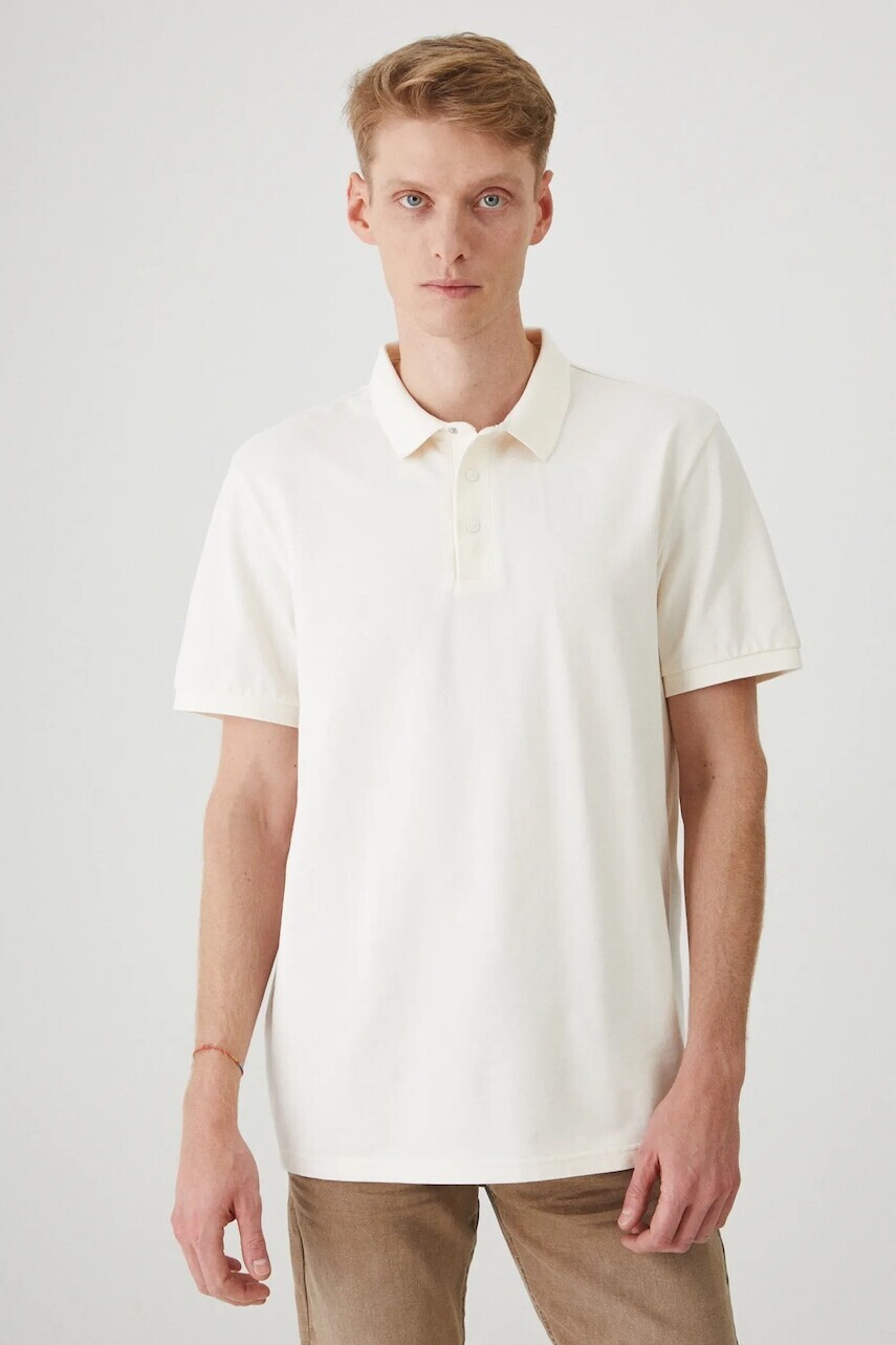 Polo tričko Medicine pánske, béžová farba, melanžový