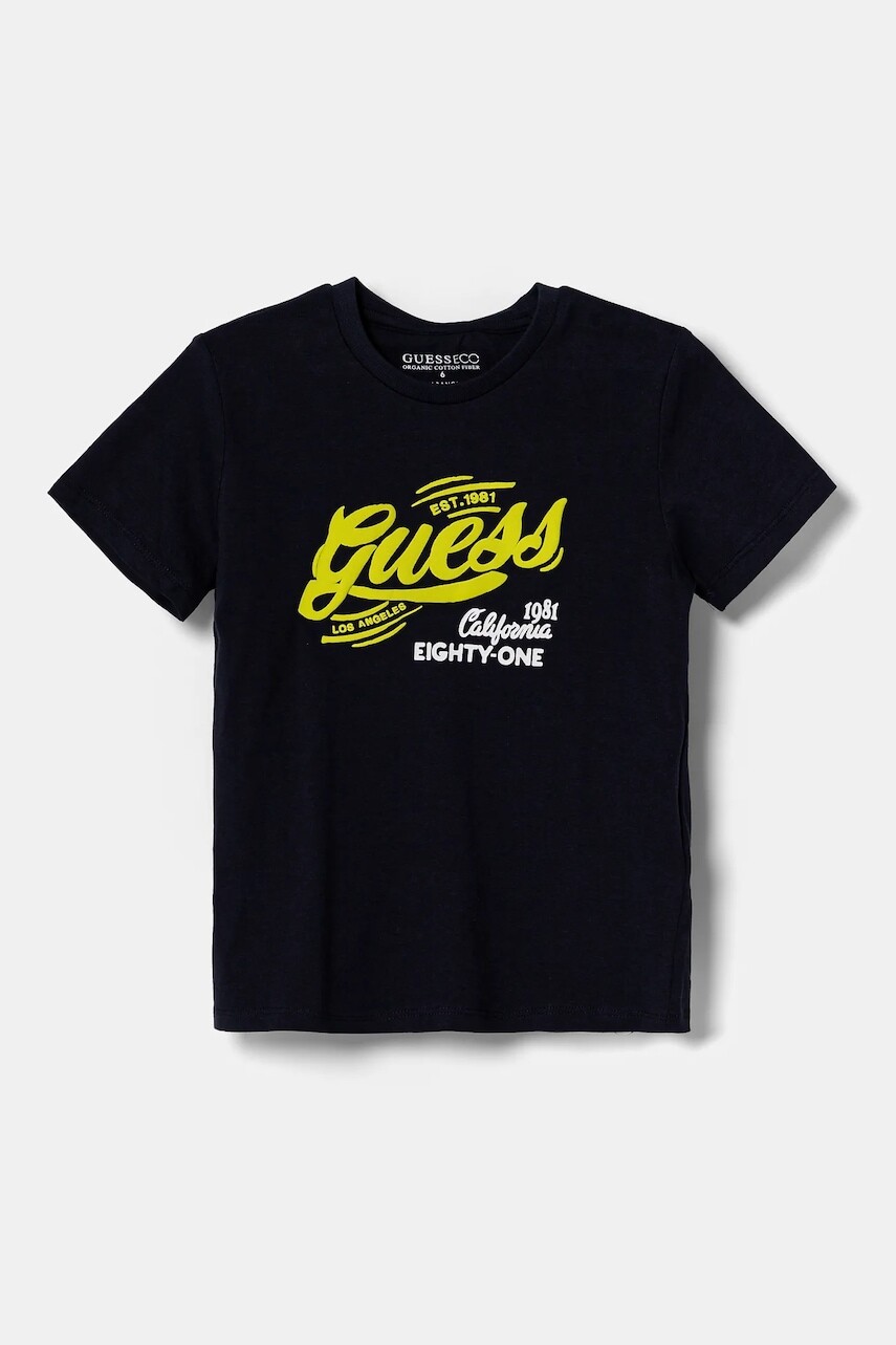 Detské bavlnené tričko Guess tmavomodrá farba, s potlačou, N5RI16 K8HM4