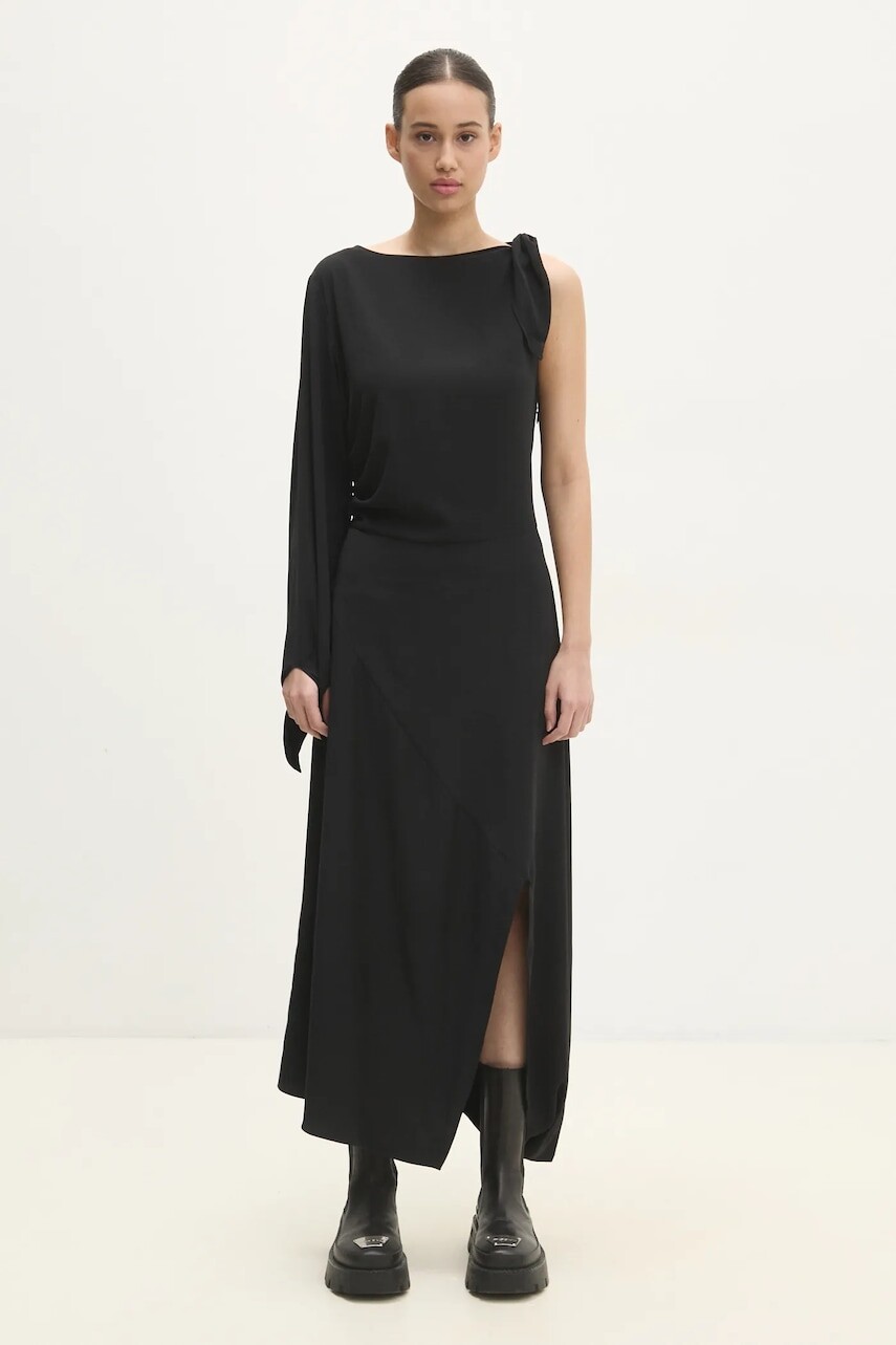 Šaty Samsoe Samsoe SAALBA čierna farba, maxi, áčkový strih, F24400148