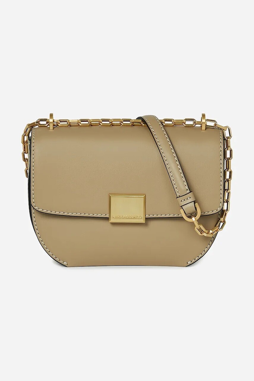 Kožená kabelka Karl Lagerfeld béžová farba, A1W30445