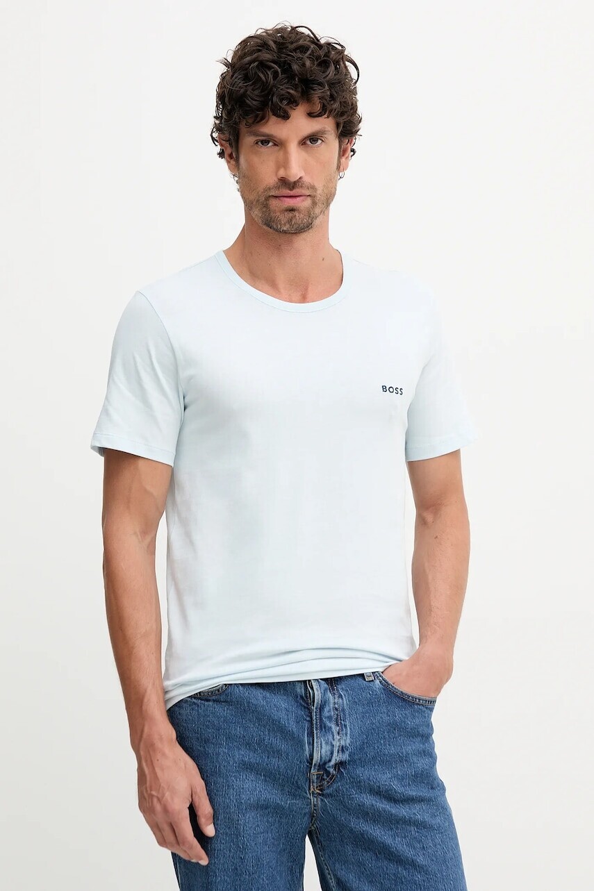 Bavlnené tričko BOSS 3-pak pánske, viac farieb, jednofarebné, 50532470