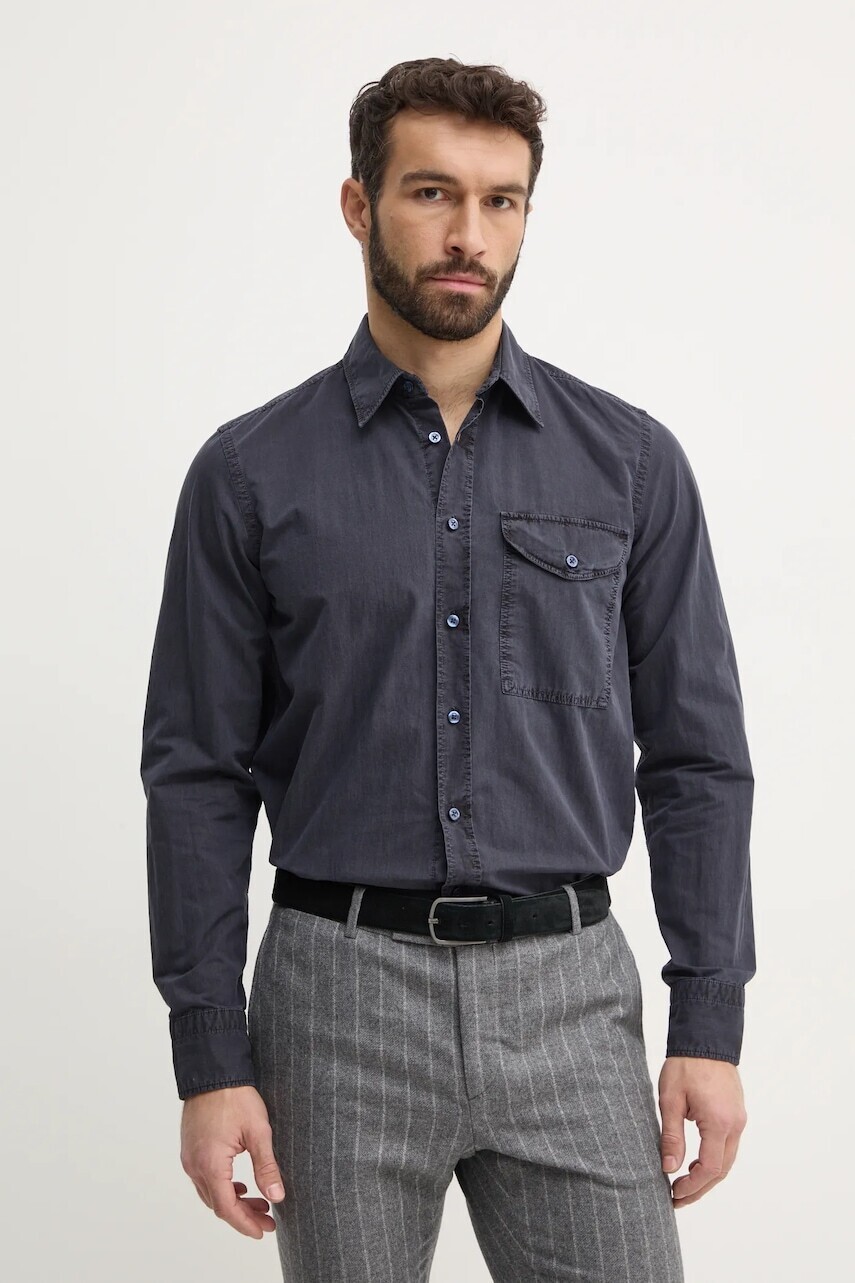 Košeľa Boss Orange pánska, šedá farba, regular, s klasickým golierom, 50530932