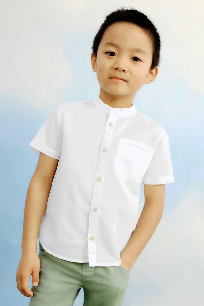 Detská košeľa s prímesou ľanu Mayoral béžová farba, 3113