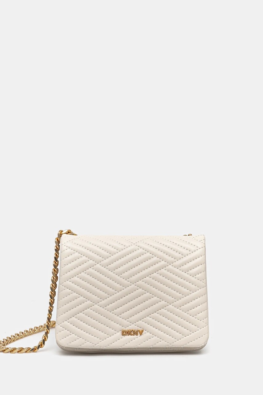 Kožená kabelka Dkny béžová farba, R44EKI06