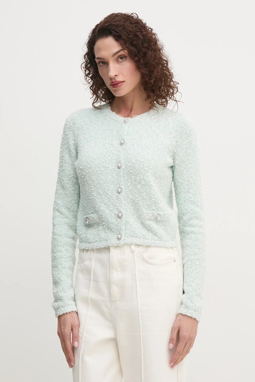 Kardigán Guess DOROTHY dámsky, tyrkysová farba, tenký, W5RR20 Z3L21