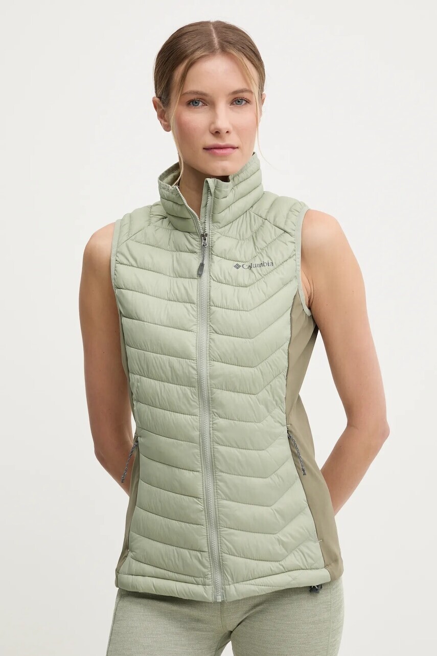 Športová vesta Columbia Powder Pass zelená farba, prechodný, 2126132