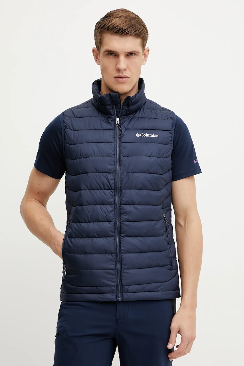 Športová vesta Columbia Powder Lite II tmavomodrá farba, prechodný, 2086974