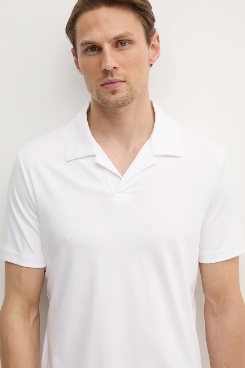 Bavlnené polo tričko Calvin Klein biela farba, jednofarebné, K10K114133