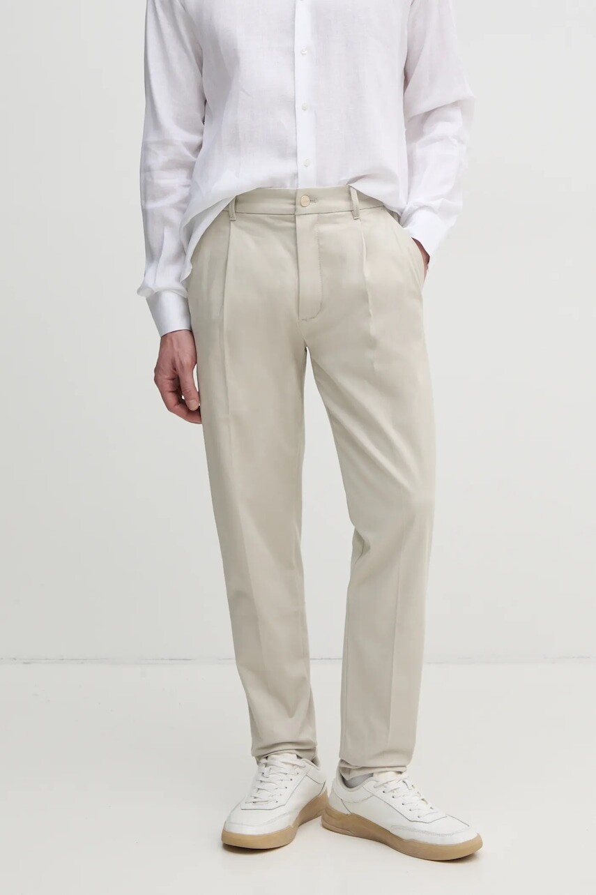 Nohavice Calvin Klein pánske, béžová farba, strih chinos, K10K114104