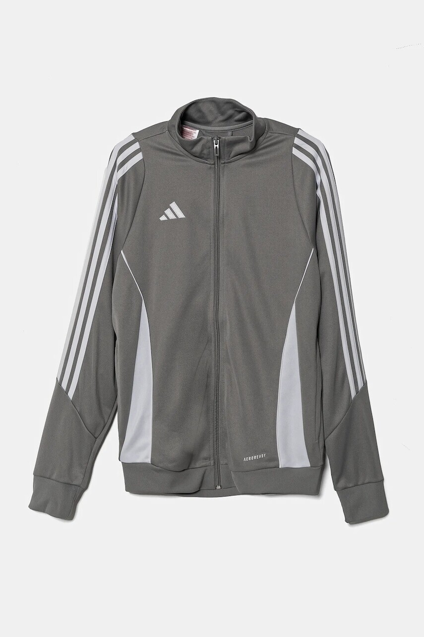 Detská mikina adidas Performance šedá farba, s nášivkou, IR9508