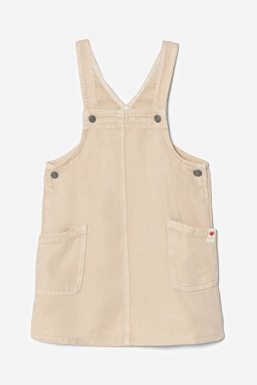 Dievčenské šaty United Colors of Benetton béžová farba, mini, rovný strih, 41AQGT00L