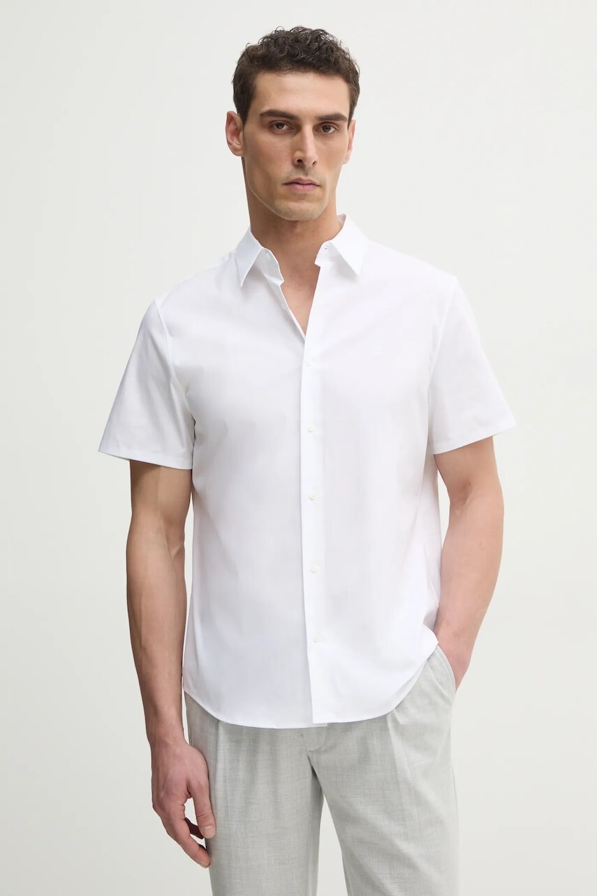 Košeľa Calvin Klein pánska, biela farba, regular, s klasickým golierom, LV04LB125G