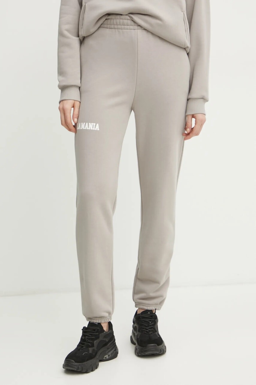 Tepláky La Mania dámske, béžová farba, s potlačou, SOUL