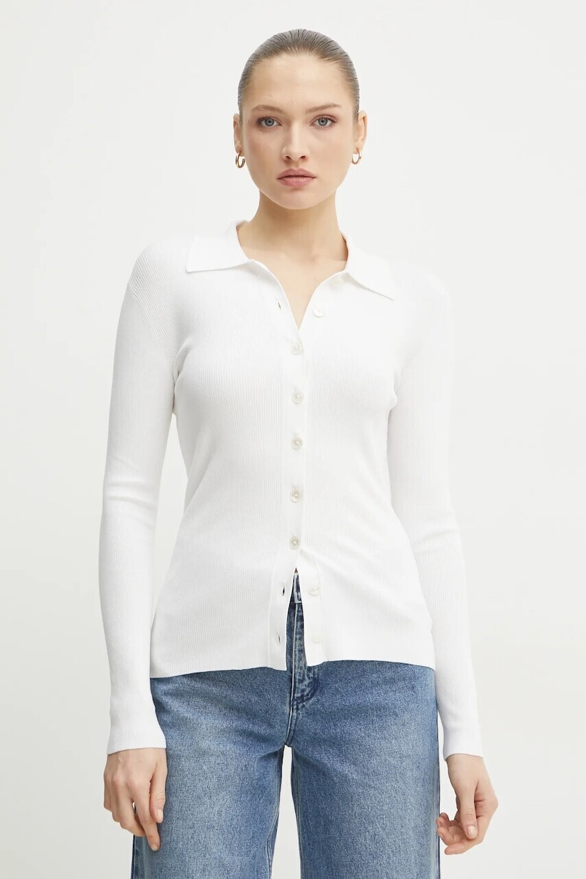 Kardigán s prímesou hodvábu MICHAEL Michael Kors dámsky, béžová farba, tenký, MR56135GW2