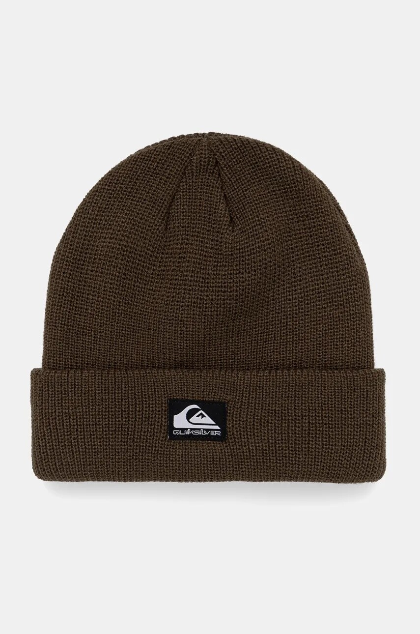 Čiapka Quiksilver zelená farba, z hrubej pleteniny