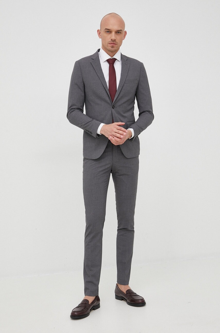 Oblek Lindbergh pánsky, šedá farba, jednofarebný