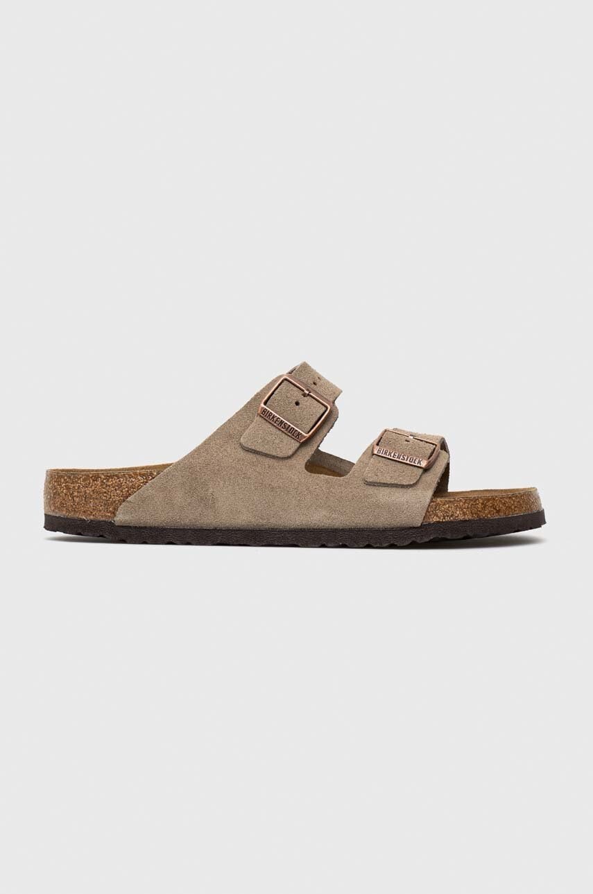 Semišové šľapky Birkenstock Arizona pánske, béžová farba, 51461